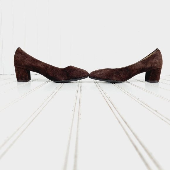 Ara Brown Suede Soft High Casual Slip On Block Heels K413 - Picture 7 of 11